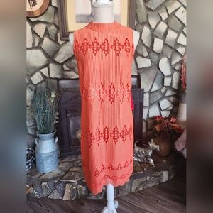 NWT Alex Marie Orange shift dress with cutout overlay detail size 12